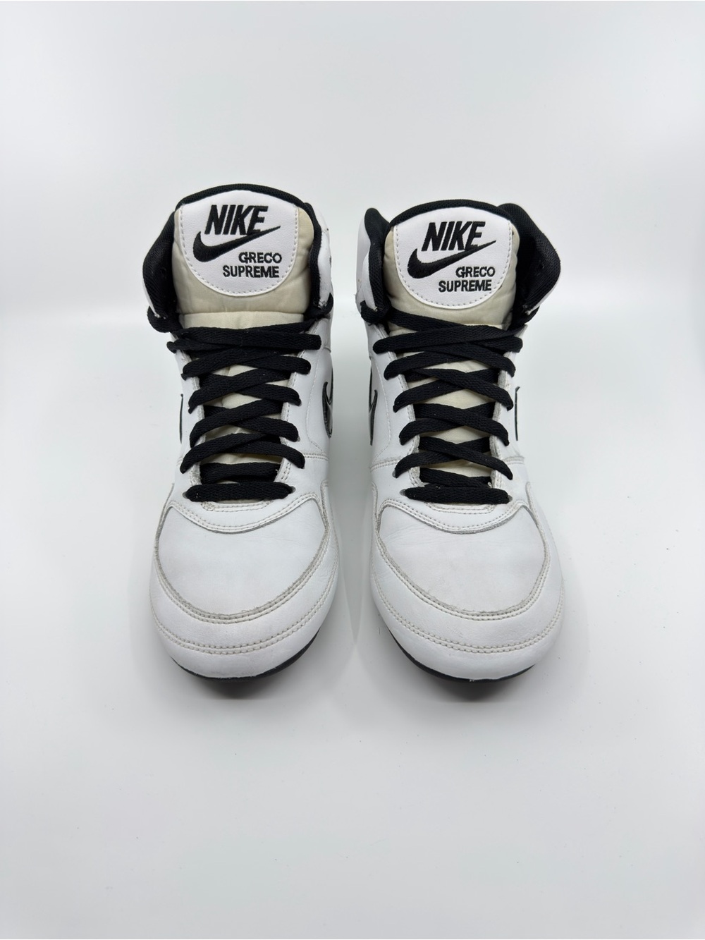 Vintage Nike Greco Supreme Wrestling Shoes Mens 8.5 White Black High Top Shoes - Picture 2 of 13